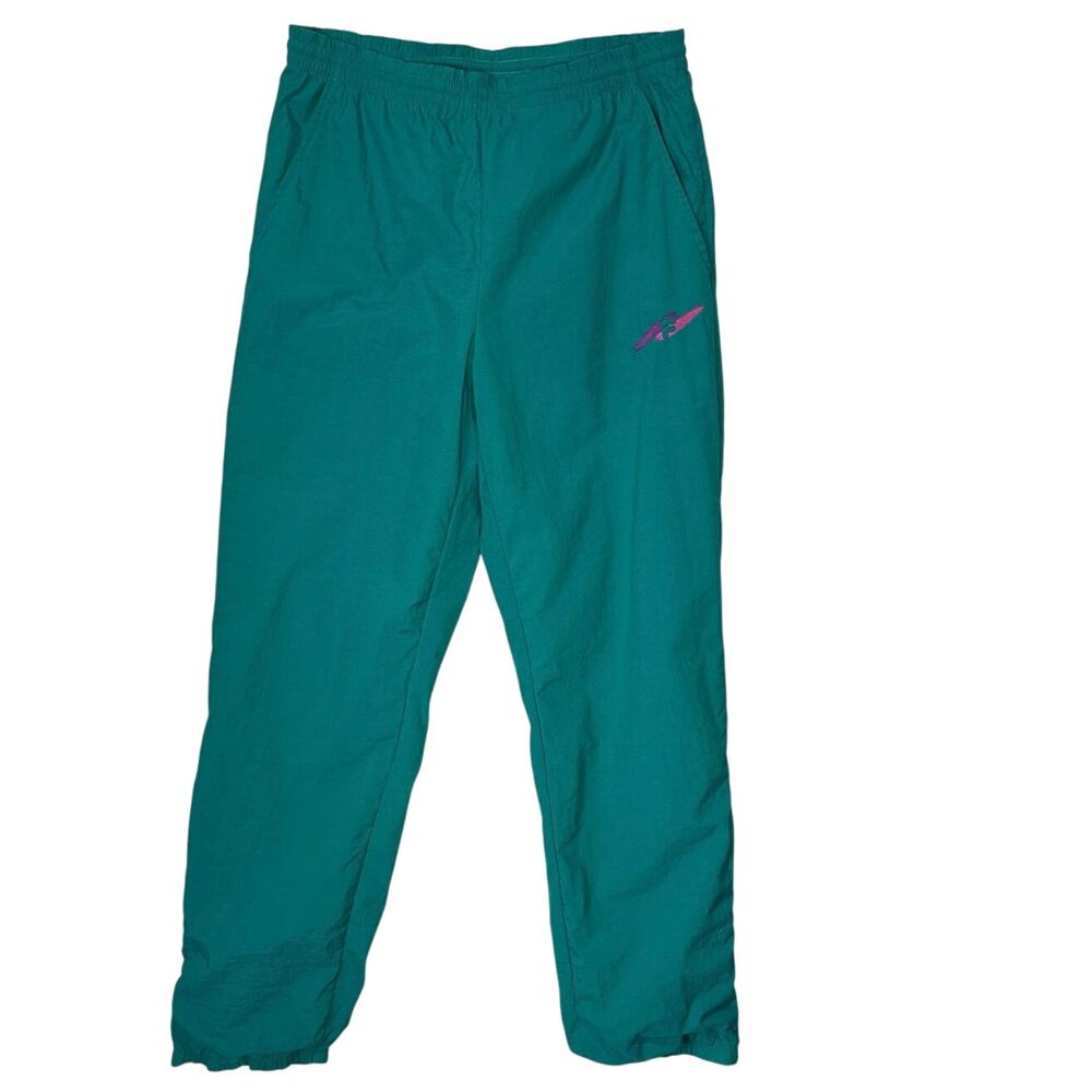 VTG 1980s/90s Fila Nylon Turquoise Lined Windbreaker Track Pants Women’s Size 28